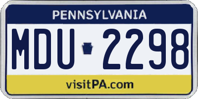 PA license plate MDU2298