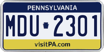 PA license plate MDU2301