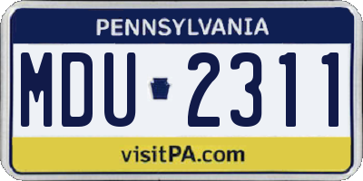 PA license plate MDU2311