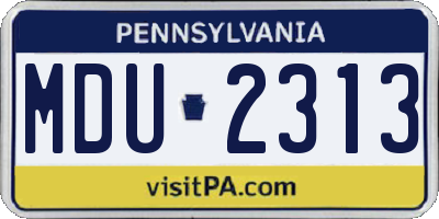 PA license plate MDU2313