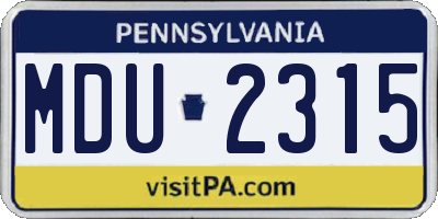 PA license plate MDU2315