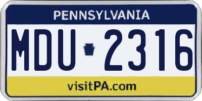 PA license plate MDU2316