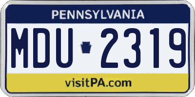 PA license plate MDU2319