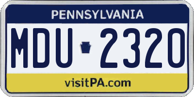 PA license plate MDU2320