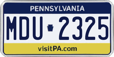 PA license plate MDU2325