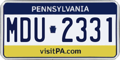 PA license plate MDU2331