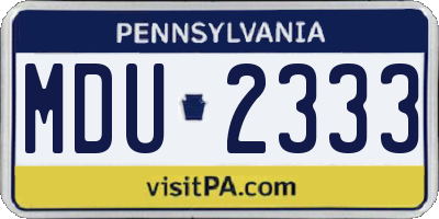 PA license plate MDU2333