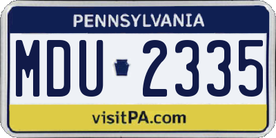 PA license plate MDU2335