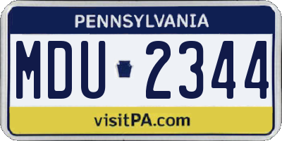 PA license plate MDU2344