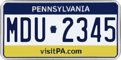 PA license plate MDU2345