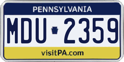 PA license plate MDU2359