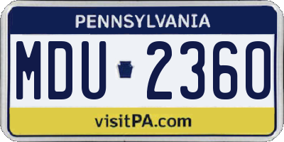 PA license plate MDU2360