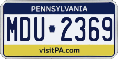 PA license plate MDU2369