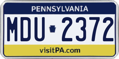 PA license plate MDU2372