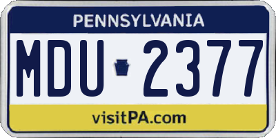 PA license plate MDU2377