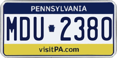 PA license plate MDU2380