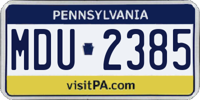 PA license plate MDU2385