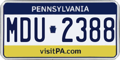 PA license plate MDU2388