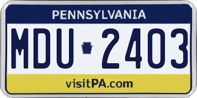 PA license plate MDU2403