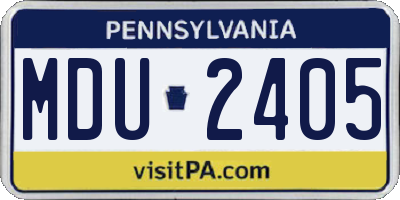 PA license plate MDU2405