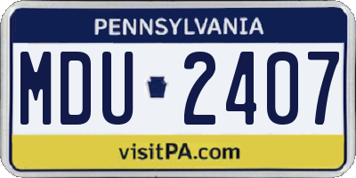 PA license plate MDU2407