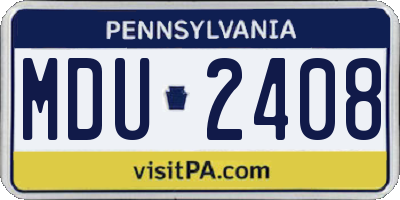 PA license plate MDU2408