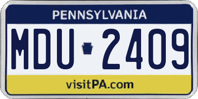 PA license plate MDU2409