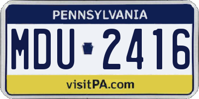PA license plate MDU2416