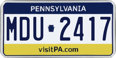 PA license plate MDU2417