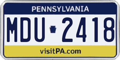 PA license plate MDU2418