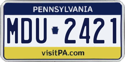 PA license plate MDU2421