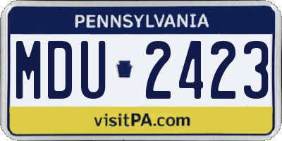 PA license plate MDU2423