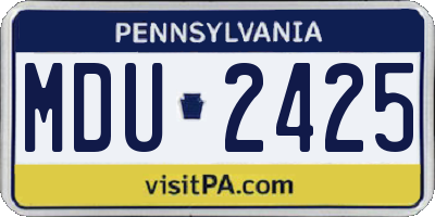 PA license plate MDU2425