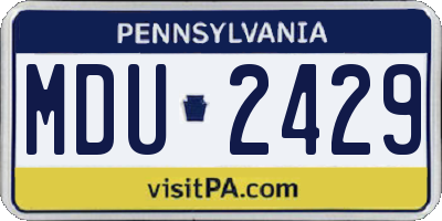PA license plate MDU2429