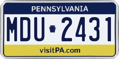 PA license plate MDU2431