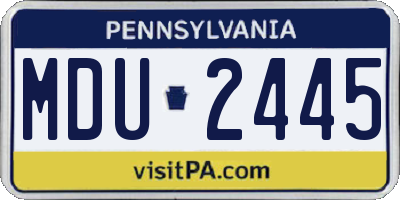 PA license plate MDU2445