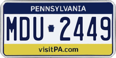 PA license plate MDU2449