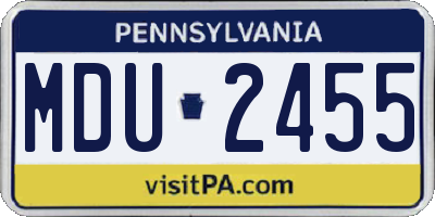 PA license plate MDU2455