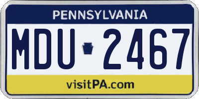PA license plate MDU2467