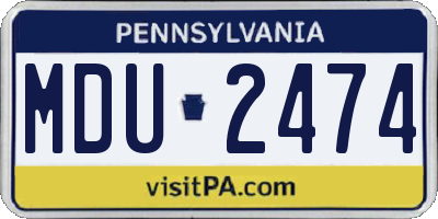 PA license plate MDU2474