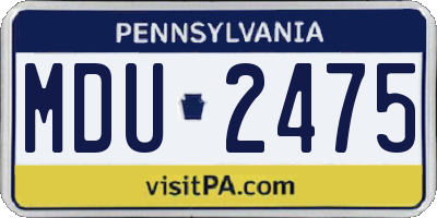 PA license plate MDU2475