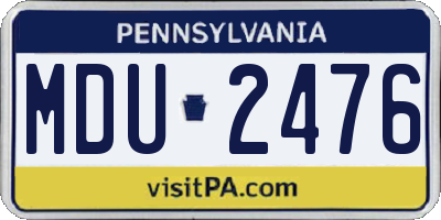 PA license plate MDU2476