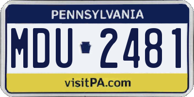 PA license plate MDU2481
