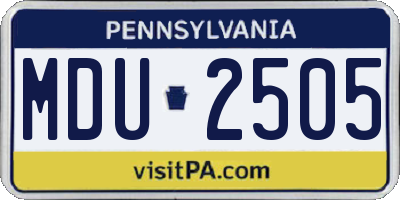PA license plate MDU2505