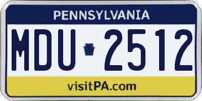 PA license plate MDU2512