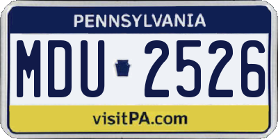 PA license plate MDU2526