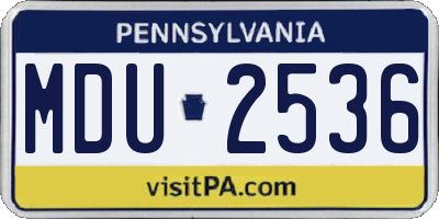 PA license plate MDU2536