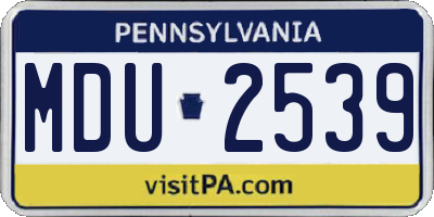 PA license plate MDU2539