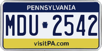 PA license plate MDU2542