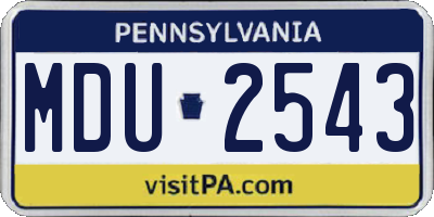PA license plate MDU2543